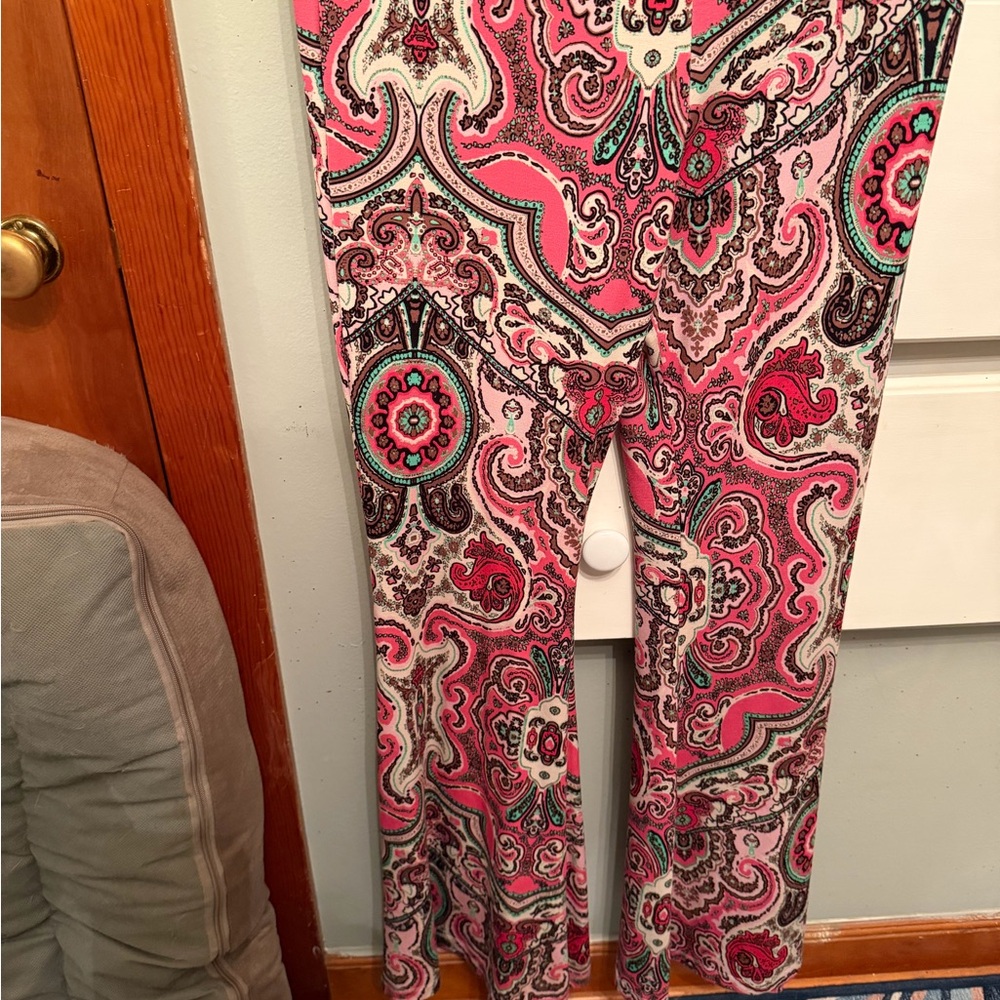 FP Movement by Free People Pink and Green Paisley Flare Pants